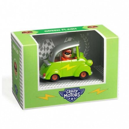 Masina Crazy Motors Green Flash, 6.6 cm, Djeco