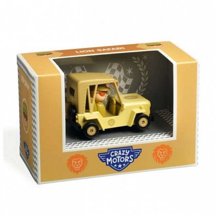 Masina Crazy Motors Lion Safari, 6 cm, Djeco