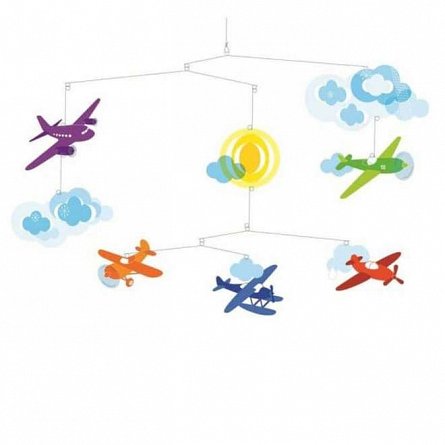 Decoratiune camera copil Mobile Avioane, 45 x 45 cm, Djeco
