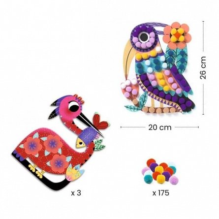 Set creativ colaje Pasari cu bilute, Djeco