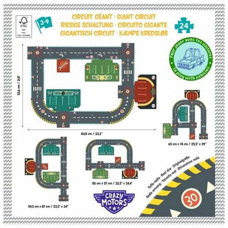 Circuit pentru masinute Crazy Motors, 24 piese, Djeco