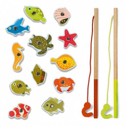 Joc magnetic de pescuit Fishing tropic, 2 ani, Djeco