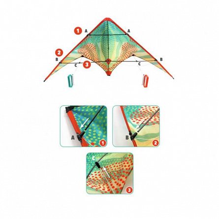 Zmeu acrobatic Puncte rosii, 120 cm, fir 30 m, Djeco