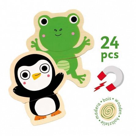 Joc magnetic Coucou animale prietenoase, 2 ani, Djeco