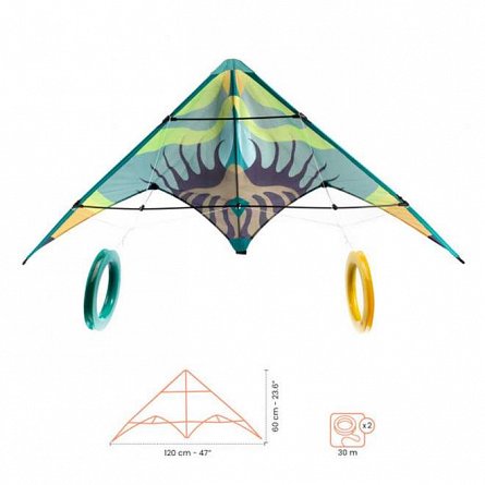 Zmeu acrobatic Valuri verzi, 120 cm, fir 30 m, Djeco