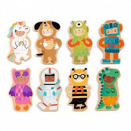 Joc magnetic Fancy-up animale costumate, 2 ani, Djeco