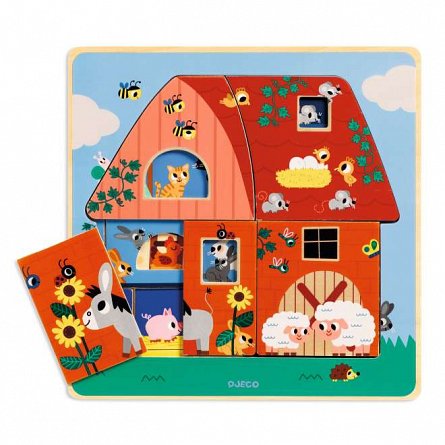 Puzzle straturi Animale de la ferma, 2 ani, Djeco