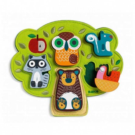 Puzzle din lemn si fetru Oski, 12 luni, Djeco