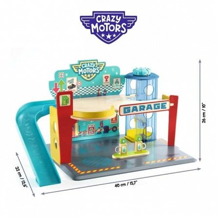 Garaj Crazy Motors, cu lift, 40 x 32 x 26 cm, Djeco