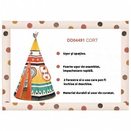 Cort indian Djeco Teepee, 110 x 110 x 164 cm