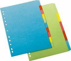 Separatoare din carton, A4, index color, 6 file
