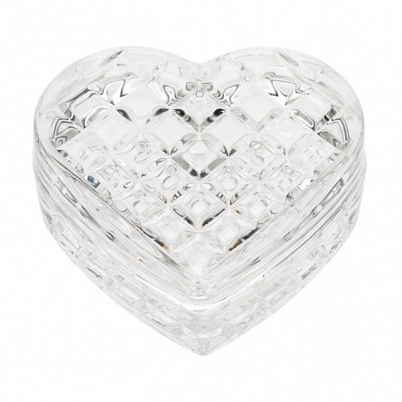 Caseta forma inima din sticla clara Lisbeth Dahl,model Arlechin 3cm