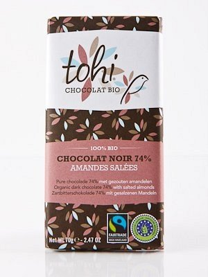 Ciocolata Tohi 70g, Neagra cu migdale