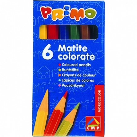 Creioane colorate,9 cmrotunde, 6 culori
