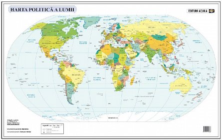 Harta lumii fizica/administrativa,70/100cm