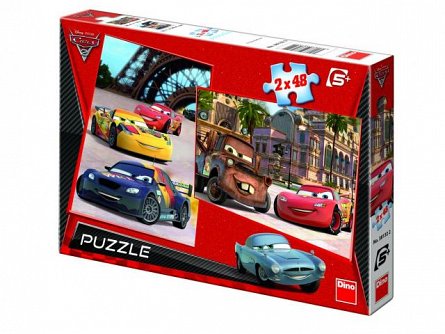Puzzle 2 in 1 Cars 2 - In Europa, 2 x 48 pcs.