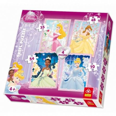 Puzzle 4 in 1 Princess, 35-45-54-70 pcs.