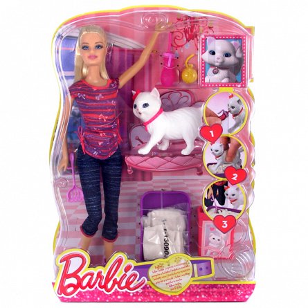 Set Barbie invata pisica la litiera