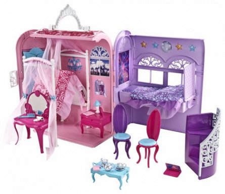 Barbie-Dormitor, baie pliabila cu accesorii