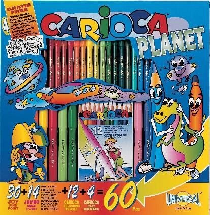 Set creativ Carioca Planet, 30 markere Joy, 14 markere Jumbo, 12 creioane colorate