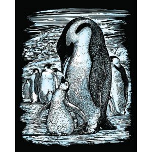 Set creativ gravura Pinguini - argintiu